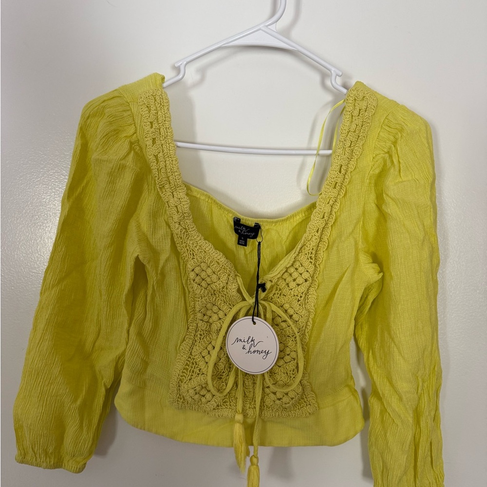 Chic Yellow Crochet Blouse